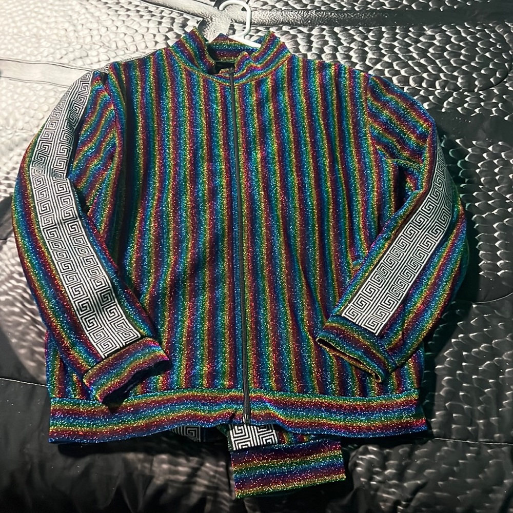 Jaden London sparkle track suit mens L top and Xl bottom